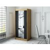 šatní skříň leto t1 s posuvnými dveřmi - šířka 100 cm dub artisan + černá