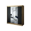 šatní skříň leto t1 s posuvnými dveřmi - šířka 200 cm dub artisan + černá