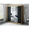 šatní skříň leto t1 s posuvnými dveřmi - šířka 200 cm dub artisan + černá