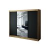 šatní skříň leto t1 s posuvnými dveřmi - šířka 250 cm dub artisan + černá
