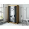 šatní skříň leto t1 s posuvnými dveřmi - šířka 120 cm dub artisan + černá