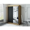 šatní skříň leto t2 s posuvnými dveřmi - šířka 150 cm dub artisan + černá