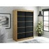 šatní skříň leto v1 s posuvnými dveřmi - šířka 150 cm dub artisan + černá