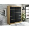 šatní skříň leto v1 s posuvnými dveřmi - šířka 180 cm dub artisan + černá