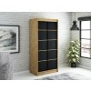 šatní skříň leto v1 s posuvnými dveřmi - šířka 100 cm dub artisan + černá