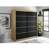 šatní skříň leto v1 s posuvnými dveřmi - šířka 200 cm dub artisan + černá