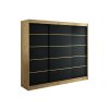 šatní skříň leto v1 s posuvnými dveřmi - šířka 250 cm dub artisan + černá