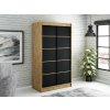 šatní skříň leto v1 s posuvnými dveřmi - šířka 120 cm dub artisan + černá