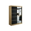 šatní skříň leto v2 s posuvnými dveřmi se zrcadlem - šířka 150 cm dub artisan + černá