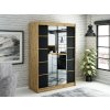 šatní skříň leto v4 s posuvnými dveřmi se zrcadlem - šířka 150 cm dub artisan + černá