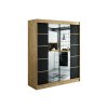 šatní skříň leto v4 s posuvnými dveřmi se zrcadlem - šířka 180 cm dub artisan + černá