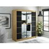 šatní skříň leto v4 s posuvnými dveřmi se zrcadlem - šířka 180 cm dub artisan + černá