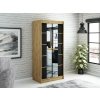 šatní skříň leto v4 s posuvnými dveřmi se zrcadlem - šířka 100 cm dub artisan + černá