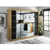 šatní skříň leto v4 s posuvnými dveřmi se zrcadlem - šířka 250 cm dub artisan + černá