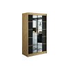 šatní skříň leto v4 s posuvnými dveřmi se zrcadlem - šířka 120 cm dub artisan + černá