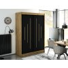 šatní skříň leto y s posuvnými dveřmi - šířka 150 cm dub artisan + černá