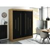 šatní skříň leto y s posuvnými dveřmi - šířka 180 cm dub artisan + černá