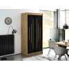 šatní skříň leto y s posuvnými dveřmi - šířka 100 cm dub artisan + černá