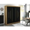 šatní skříň leto y s posuvnými dveřmi - šířka 200 cm dub artisan + černá