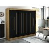 šatní skříň leto y s posuvnými dveřmi - šířka 250 cm dub artisan + černá