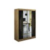 šatní skříň leto y1 s posuvnými dveřmi se zrcadlem - šířka 150 cm dub artisan + černá