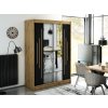 šatní skříň leto y1 s posuvnými dveřmi se zrcadlem - šířka 150 cm dub artisan + černá