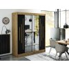 šatní skříň leto y1 s posuvnými dveřmi se zrcadlem - šířka 180 cm dub artisan + černá