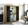 šatní skříň leto y1 s posuvnými dveřmi se zrcadlem - šířka 200 cm dub artisan + černá