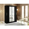 šatní skříň mali t1 s posuvnými dveřmi se zrcadlem - šířka 150 cm černá