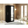 šatní skříň mali t2 s posuvnými dveřmi se zrcadlem - šířka 100 cm černá