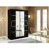 šatní skříň mali v4 s posuvnými dveřmi se zrcadlem - šířka 150 cm černá