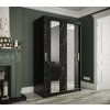 šatní skříň marmur pole s posuvnými dveřmi se zrcadlem - šířka 120 cm černý mat + černý mramor