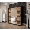 šatní skříň old style t1 s posuvnými dveřmi se zrcadlem - šířka 180 cm old style + černá