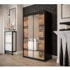 šatní skříň old style t1 s posuvnými dveřmi se zrcadlem - šířka 120 cm old style + černá