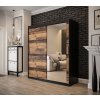 šatní skříň old style t2 s posuvnými dveřmi se zrcadlem - šířka 180 cm old style + černá