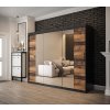 šatní skříň old style t2 s posuvnými dveřmi se zrcadlem - šířka 250 cm old style + černá