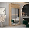 šatní skříň T3 s nástavcem s posuvnými dveřmi se zrcadlem - šířka 120 cm dub artisan