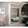 šatní skříň T3 s nástavcem s posuvnými dveřmi se zrcadlem - šířka 120 cm dub sonoma + bílá