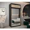 šatní skříň T3 s nástavcem s posuvnými dveřmi se zrcadlem - šířka 120 cm dub sonoma + černá