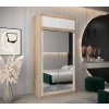 šatní skříň T3 s nástavcem s posuvnými dveřmi se zrcadlem - šířka 120 cm dub sonoma + bílá