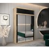 šatní skříň T3 s nástavcem s posuvnými dveřmi se zrcadlem - šířka 150 cm dub sonoma + černá