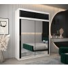 šatní skříň T3 s nástavcem s posuvnými dveřmi se zrcadlem - šířka 180 cm černá + bílá