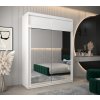 šatní skříň T3 s nástavcem s posuvnými dveřmi se zrcadlem - šířka 180 cm bílá