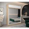 šatní skříň T3 s nástavcem s posuvnými dveřmi se zrcadlem - šířka 180 cm dub sonoma + bílá