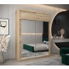 šatní skříň T3 s nástavcem s posuvnými dveřmi se zrcadlem - šířka 180 cm dub sonoma