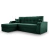elegantní zelená sedací souprava do L Orinoco rozkládací s prošíváním a úložným prostorem rozměr 243 cm