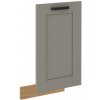 Dvířka na vestavnou myčku nádobí Luna ZM 713x446 clay grey v kombinaci se soklem v odstínu dub artisan