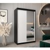 šatní skříň T2 s posuvnými dveřmi se zrcadlem - šířka 120 cm černá + bílá