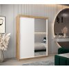 šatní skříň T2 s posuvnými dveřmi se zrcadlem - šířka 150 cm dub artisan + bílá