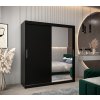 šatní skříň T2 s posuvnými dveřmi se zrcadlem - šířka 180 cm černá